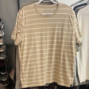 Lucky Brand Venice Burnout Beige Striped Short Sleeve Tee